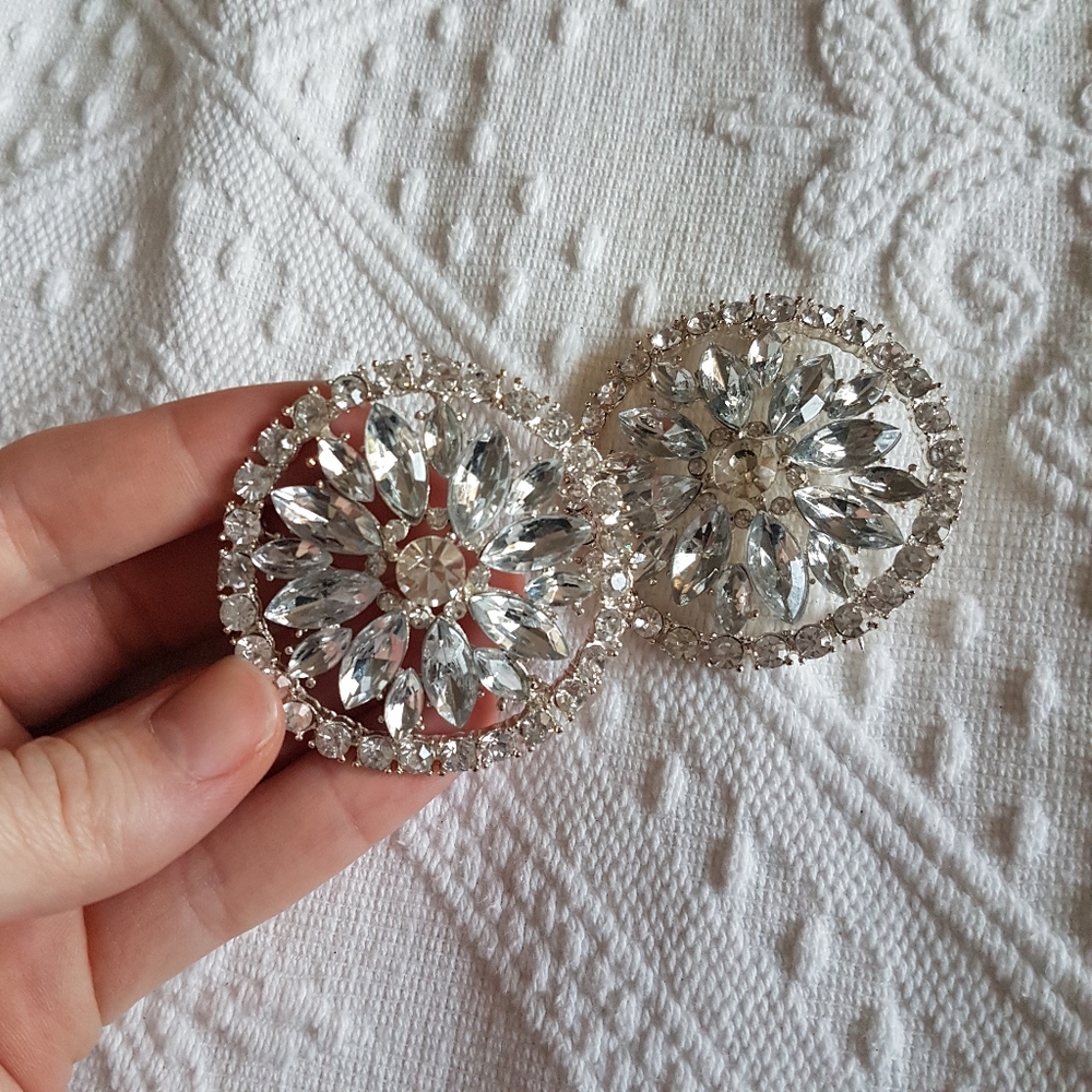 1x Silver Jewel Blue Metal Large Brooch - Picture 1 of 3